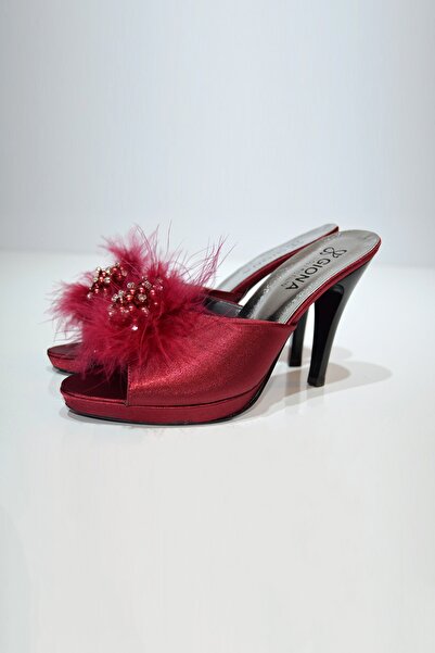 GIONA Platform sarkú szőrös menyasszonyi papucs