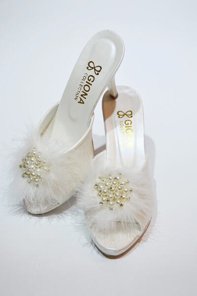 GIONA Platform Heeled Furry Bridal Slippers