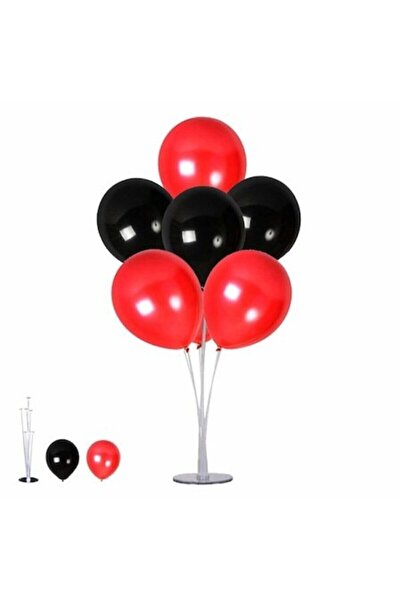 BEST PARTİ DOĞUM GÜNÜ PARTİ SÜSLERİ Balloon Stand and Set of 7 Metallic Red-b...