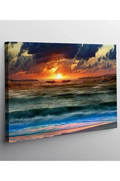 StellaStore Okyanusta Gün Batımı Manzaralı Kanvas Tablo