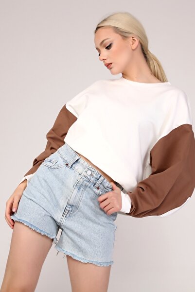 MJORA Yüksek Bel Denim Bermuda Şort