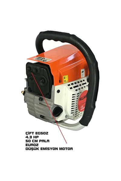 Millian Tt-58 4.3 Hp Ağaç Motoru 58 Cc Benzinli Testere Ağaç Odun Dal Kesme Makinası Zincirli Hızar