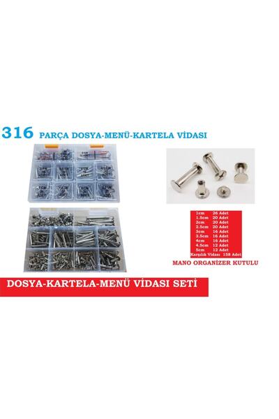 CEKSAN Dosya Vidası Seti Kartela Vidası 316 Parça Menü Vidası -nikel Kaplama ...