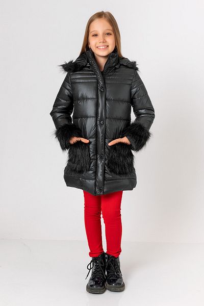 incity Girl's Black Puffer Jacket