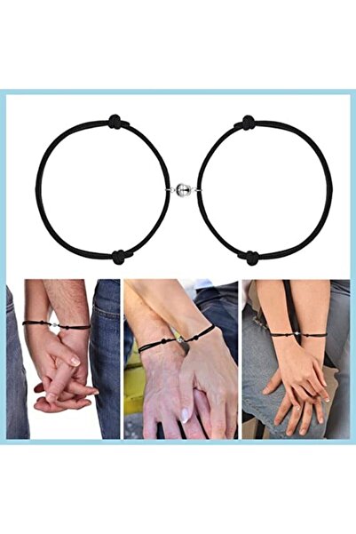 fullcontrol Sevgili Bilekliği Paracord Çift Kombin Takı Siyah Mıknatıslı Bile...