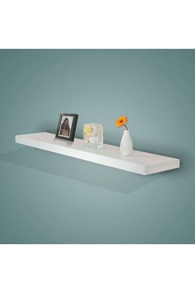 Egecan Mobilya White Wall Shelf Flying Shelf Hidden Shelf