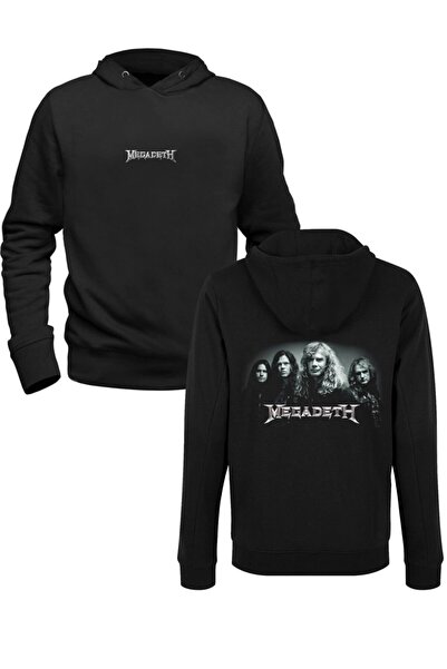 Alfa Tshirt سويت شيرت Megadeath مطبوع باللون الأسود للأطفال من الأمام والخلف