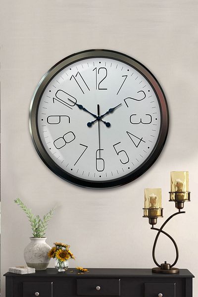 Kasva Concept Gift Decorative 52 cm Black Metal Classic Wall Clock
