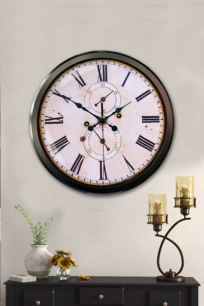 Kasva Concept 52 cm Black Metal Antique Wall Clock