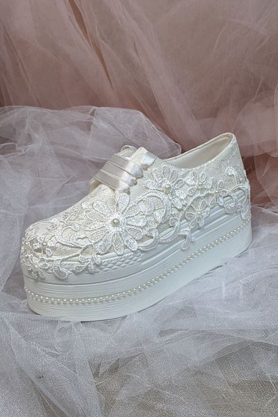 Berush Bride Seria 340 Pantofi de mireasa cu dantela cu flori cu toc pană