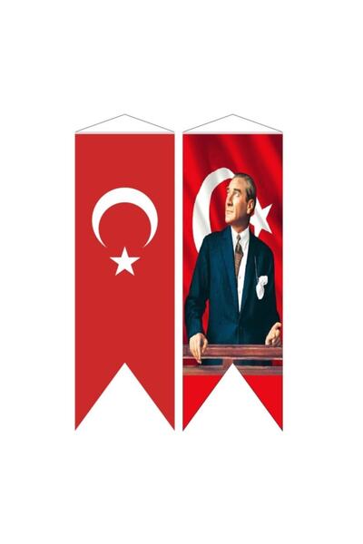 Asyabayrak Türk + Atatürk 2li 50x150cm Flama