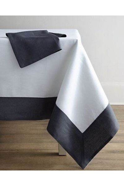 METİNEV Rectangular Black and White Tablecloth for 4-6 People