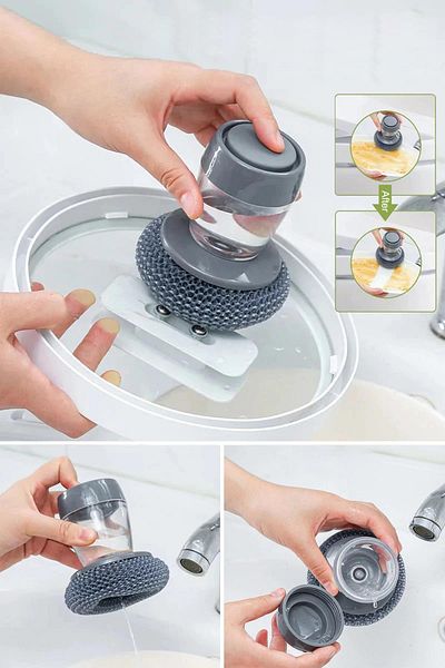 Trendpoint Dishwashing Sponge with Detergent Tank Practical Cleaning Sponge Bathroom Sink