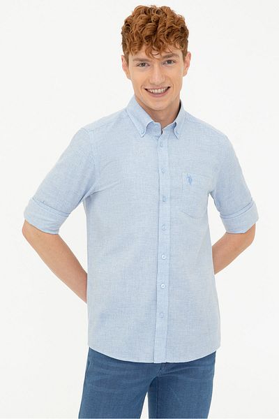 U.S. Polo Assn. Ανδρικό μπλε πουκάμισο