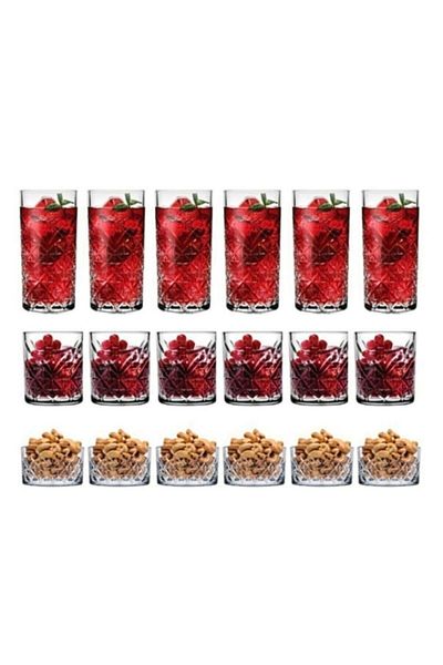 Paşabahçe 18 Piece Timeless Special Series Soft Drink Water and Snack Bowl Set - K 18 Pcs