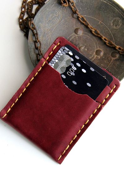 Argentum Look Handmade Genuine Leather Claret Red Card Holder - Al-krt005