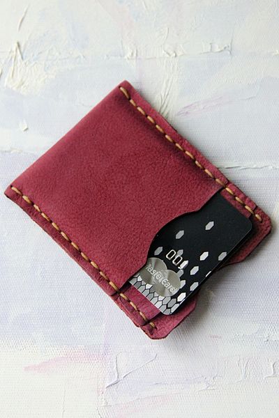 Argentum Look Handmade Genuine Leather Purple Nubuck Card Holder - Al-krt008