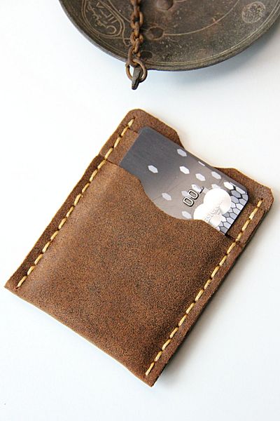 Argentum Look Handmade Genuine Leather Brown Suede Card Holder - Al-krt015