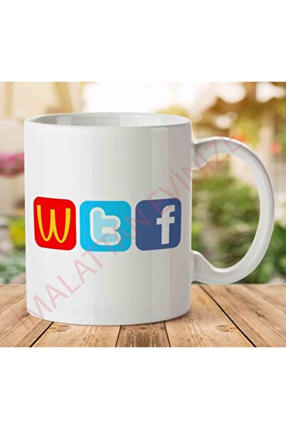ART HEDİYE كوب Wtf Mcdonalds Twitter Facebook Logos مطبوع على الجانبين