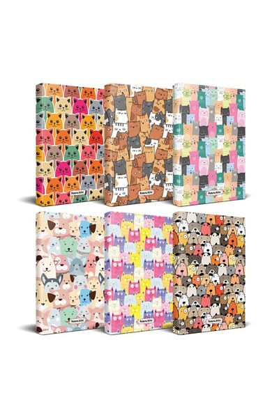 Halk Kitabevi Cat Themed Planning Book Set - 6 Notebooks