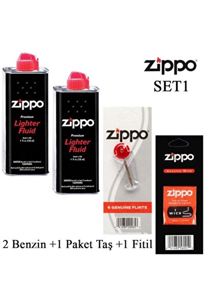 Zippo 2 Benzin+1 Paket Taş+ 1 Fitil Seti