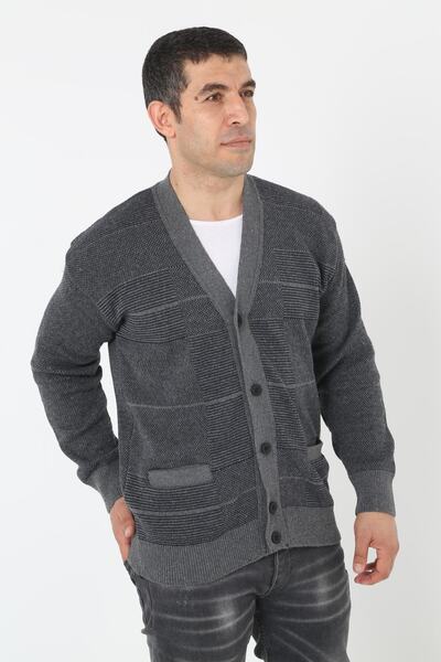 KMKkombin Large Size Lycra Dad Coat Cardigan - Buttoned