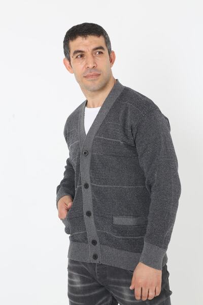 KMKkombin Large Size Lycra Dad Coat Cardigan - Buttoned