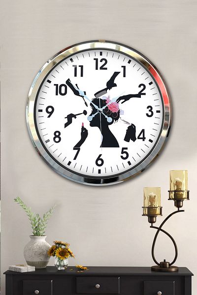 Kasva Concept 52 cm Chrome Metal Hairdresser Wall Clock