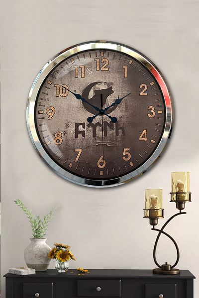 Kasva Concept 52 cm Chrome Metal Turkish Wall Clock