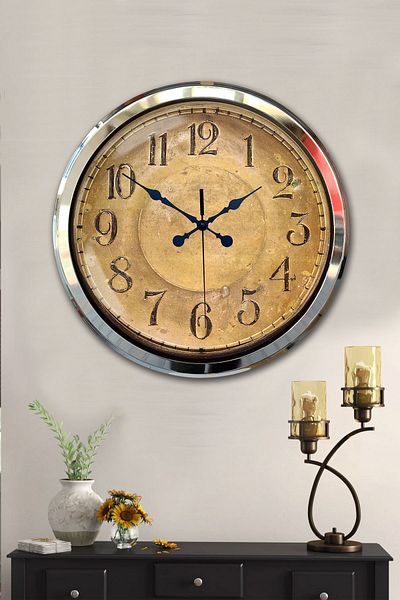 Kasva Concept 52 cm Chrome Metal Antique Dial Wall Clock