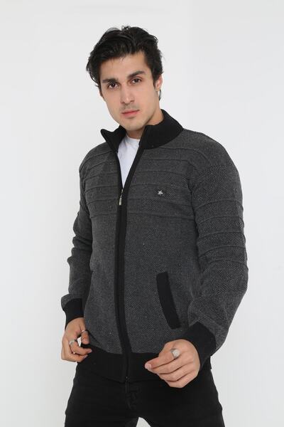 KMKkombin Dad's Large Size Zippered Oversized Cardigan Coat