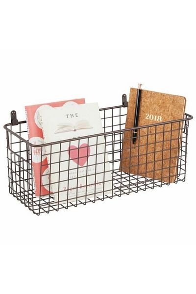 GO DEKOR Black Metal Hook Wall Mounted - Home Storage Hanging Basket Box
