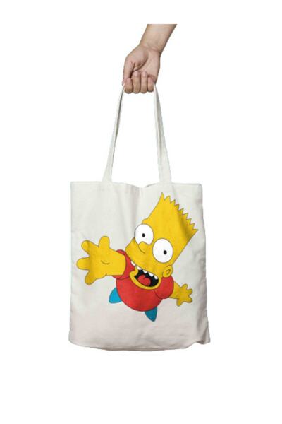 ART HEDİYE Bart Sımpsons Two Sided Permanent Printed Washable Cloth Bag Shoul...