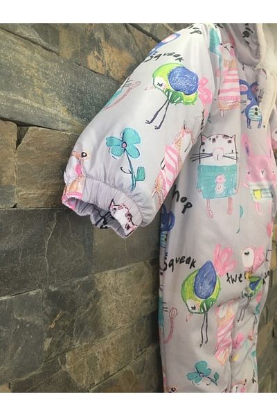 PODİUM GİYİM New Special Edition Cute Bird and Mouse Printed Cotton Cosmonaut Jumpsuit