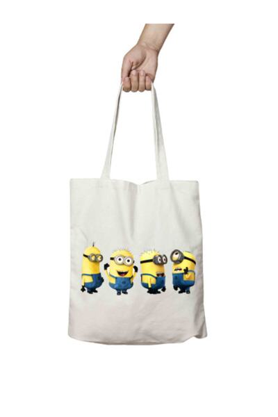 ART HEDİYE Miniouslar Two Sides Permanent Printed Washable Cloth Bag Shoulder...