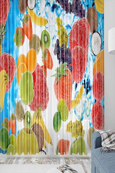 Else Halı Else Pembe Küp Kekli Desenli Dekoratif Modern Mutfak Tül Fon Perde