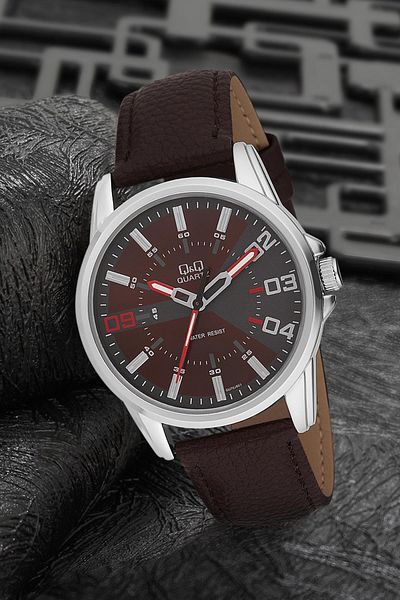 Q&Q Unisex Brown Leather Cord Wrist Watch 3G2172