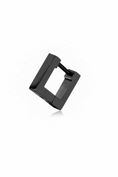 The Collection Unisex Black Steel Square Earrings