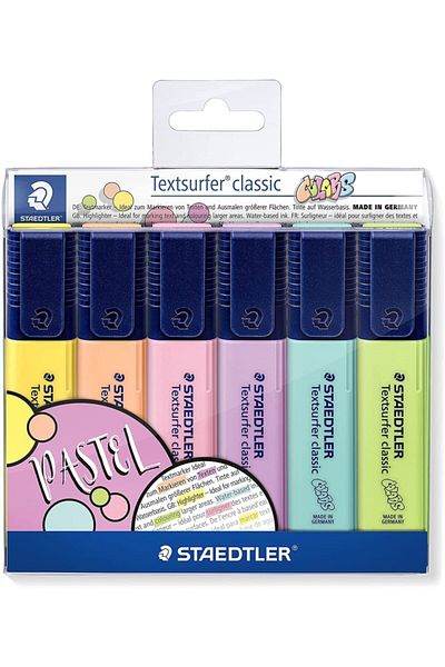 Staedtler Textsurfer Highlighter Phosphorescent Pen Set of 6 Pastel Colors