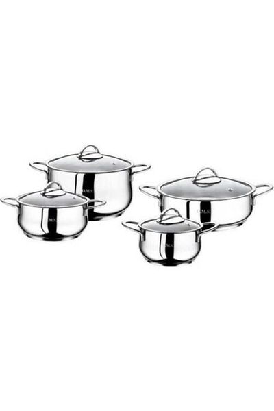 OMS 8 Piece Yummy Steel Cookware Set 1023 Plain