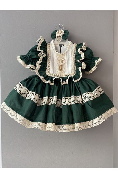 İlknur Karaca Design Rochie de fetiță vintage verde smarald
