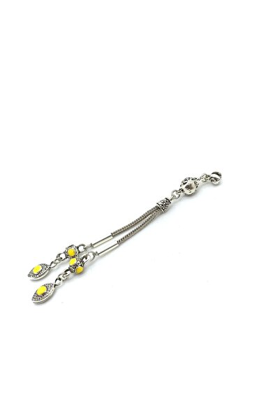 Selderesi 5 Adet Sarı Mineli 2 Dallı Püskül Özel Tasarım Tesbih Püskülü