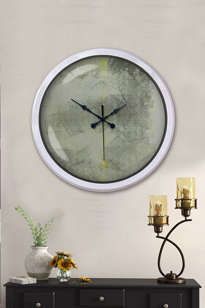Kasva Concept Gift Decorative 52 cm White Metal Artistic Wall Clock