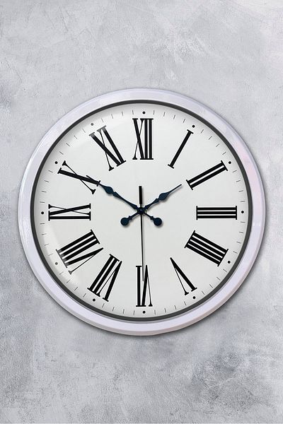 Kasva Concept Gift Decorative 52 cm White Metal Roman Numeral Wall Clock