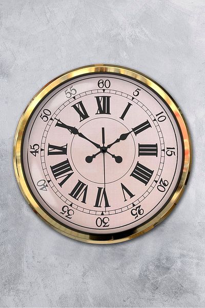 Kasva Concept 52 cm Gold Metal Roman Numeral Wall Clock
