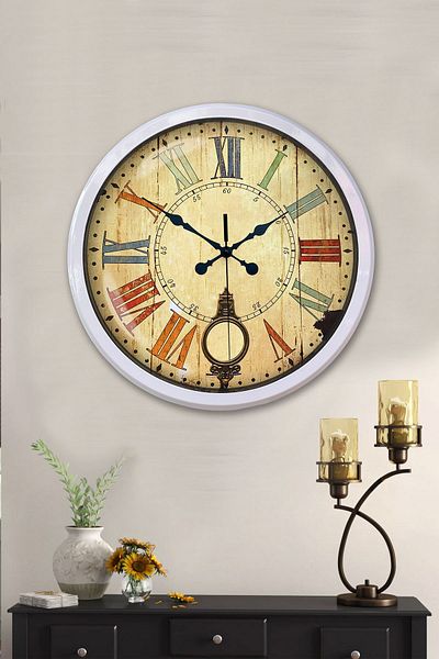 Kasva Concept Δώρο Διακοσμητικό Ρολόι τοίχου 52 cm Λευκό Μεταλλικό Χρώμα
