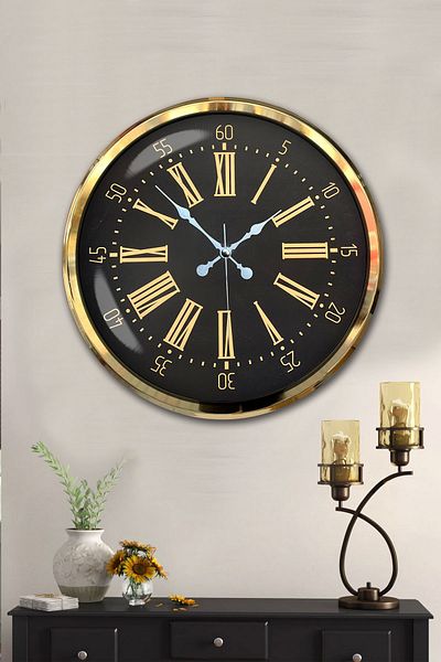 Kasva Concept 52 cm Gold Metal Roman Numeral Wall Clock