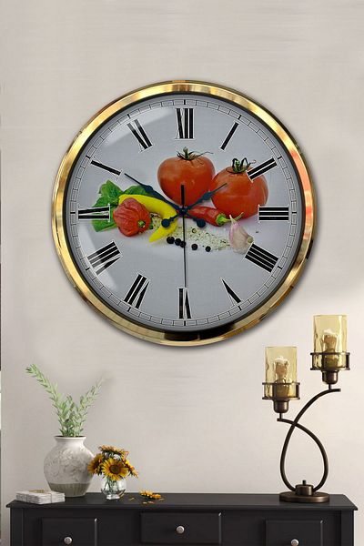 Kasva Concept 52 cm Gold Metal Kitchen Wall Clock