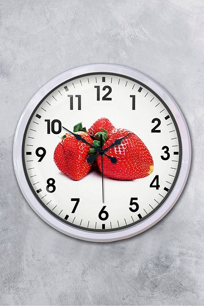 Kasva Concept Gift Decorative 52 cm White Metal Strawberry Wall Clock