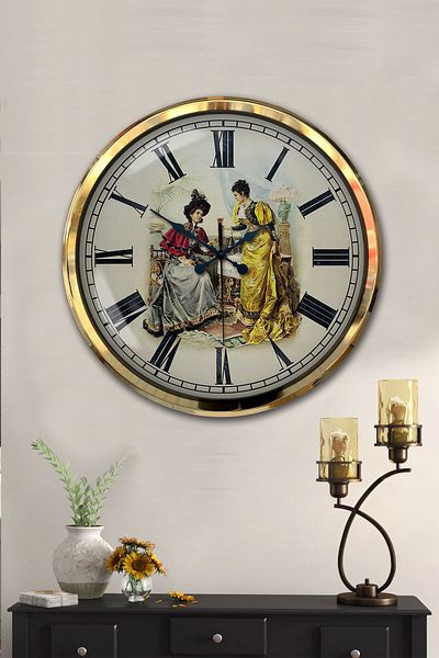 Kasva Concept 52 cm Gold Metal Nostalgia Wall Clock